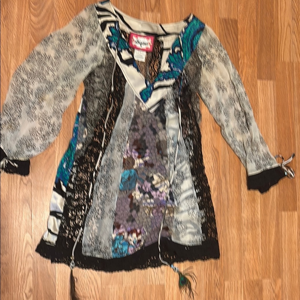Vintage Y2k Meghan Fabulous boho Multicolor Long Sleeve mini dress